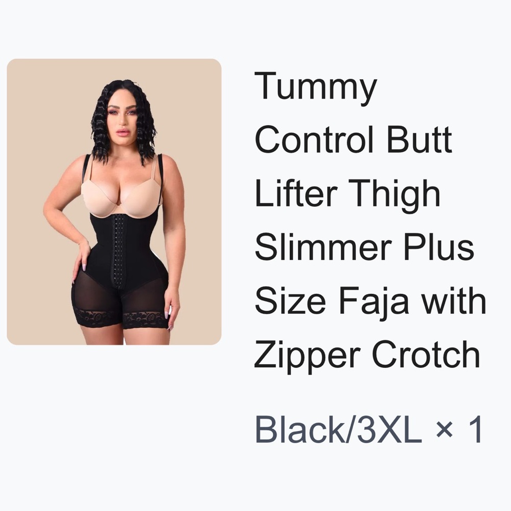 Brand new 3XL Faja Black Tummy Control Butt Lifter Shape-wear Colombian faja